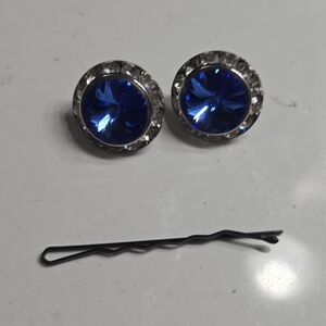 Blue and Silver Stud Earrings